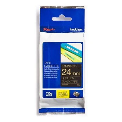 Original OEM Laminated Tape Brother TZe-354 (TZE354) (Black) (24 mm, 8 m, Gold)